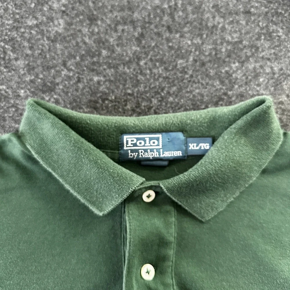 Polo Ralph Lauren Mens XL Long Sleeve Polo Shirt Green Orange Pony Cotton